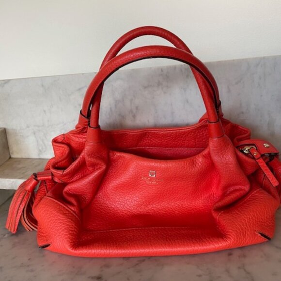 KATE SPADE Orange Leather Stevie Southport Avenue Flame Satchel - Picture 8 of 17